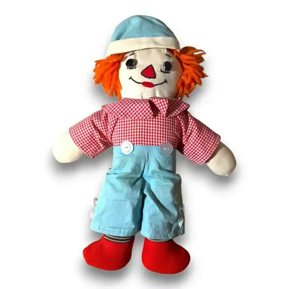 Vintage Reversible Raggedy Andy Awake Asleep Rag Doll 16 Inch Handmade Style - Picture 6 of 6